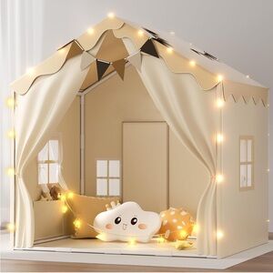 Kids Playhouse Tent with Cream & Gold Accents